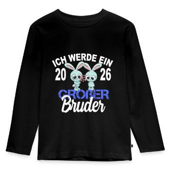 Ich Werde Ein Großer Bruder 2026 - Kinder Premium Bio Langarmshirt - Schwarz - Vorne - AI Model Kid Male (0cm)
