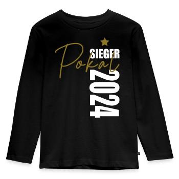 Pokalsieger 2024 - Kinder Premium Bio Langarmshirt - Schwarz - Vorne - AI Model Kid Male (0cm)