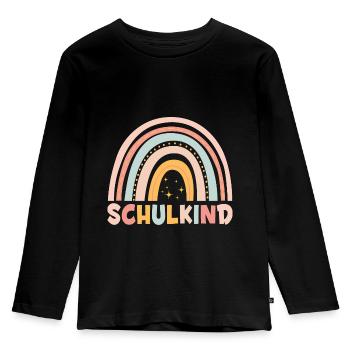 Schulkind Bunter Regenbogen - Kinder Premium Bio Langarmshirt - Schwarz - Vorne - AI Model Kid Male (0cm)