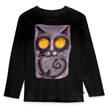 Serien-Cat 13 - Kinder Premium Bio Langarmshirt - Schwarz - Vorne - AI Model Kid Male (0cm)