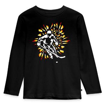 Eishockey Eishockeyspieler Geschenk - Kinder Premium Bio Langarmshirt - Schwarz - Vorne - AI Model Kid Male (0cm)