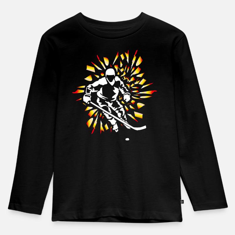 Eishockey Eishockeyspieler Geschenk - Kinder Premium Bio Langarmshirt - Schwarz