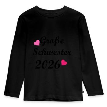 Große Schwester 2026 Herz Motiv - Kinder Premium Bio Langarmshirt - Schwarz - Vorne - AI Model Kid Male (0cm)