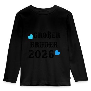 Werdender Großer Bruder 2026 Herzen - Kinder Premium Bio Langarmshirt - Schwarz - Vorne - AI Model Kid Male (0cm)