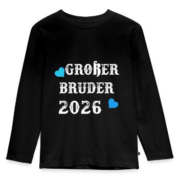 Großer Bruder 2026 Werdender Großer Bruder - Kinder Premium Bio Langarmshirt - Schwarz - Vorne - AI Model Kid Male (0cm)