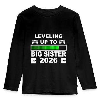 Mise à niveau jusqu’à Big Sister 2026 - T-shirt manches longues Premium Enfant - noir - Devant - AI Model Kid Male (0cm)