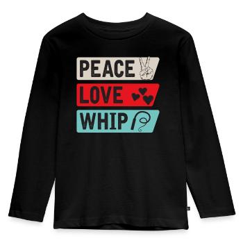 Peace Love Whip Music Instruments - Kids' Premium Longsleeve Shirt - black - Front - AI Model Kid Male (0cm)
