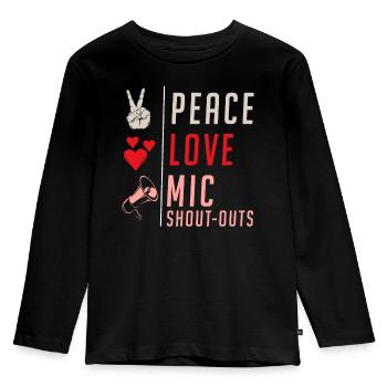 Peace Love Mic Shout-Outs Instrument - Kinder Premium Bio Langarmshirt - Schwarz - Vorne - AI Model Kid Male (0cm)