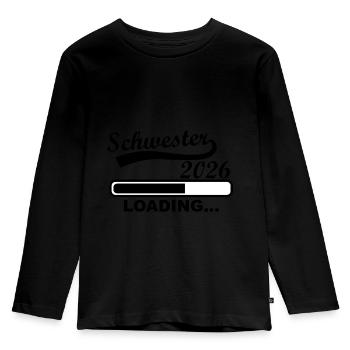 Schwester 2026 Loading Fortschritt - Kinder Premium Bio Langarmshirt - Schwarz - Vorne - AI Model Kid Male (0cm)