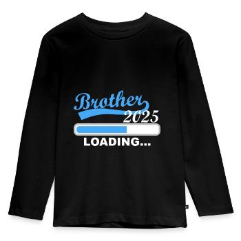 Großer Bruder 2025 loading, 2025 Großer Bruder - Kinder Premium Bio Langarmshirt - Schwarz - Vorne - AI Model Kid Male (0cm)