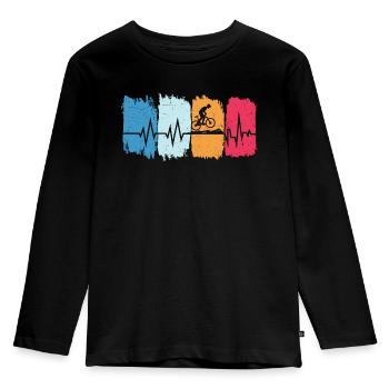VTT rétro heartbeat VTT - T-shirt manches longues Premium Enfant - noir - Devant - AI Model Kid Male (0cm)