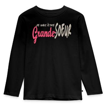 Je vais être Grande Sœur – Annonce de Grossesse - T-shirt manches longues Premium Enfant - noir - Devant - AI Model Kid Male (0cm)