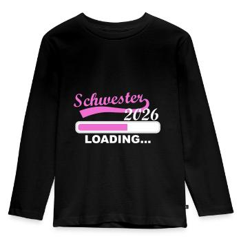 Schwester 2026 Loading Fortschritt - Kinder Premium Bio Langarmshirt - Schwarz - Vorne - AI Model Kid Male (0cm)