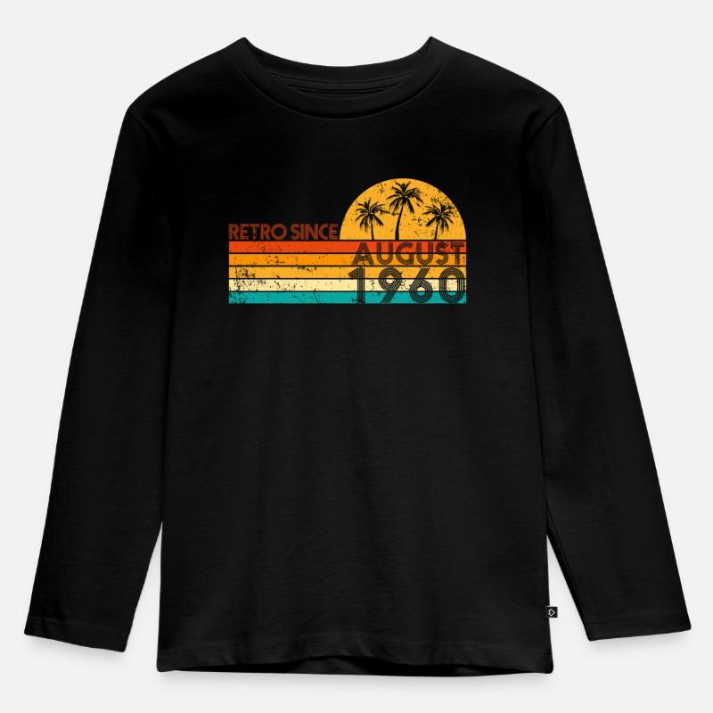 Retro since August 1960 - Geburtstag im August - Kinder Premium Bio Langarmshirt - Schwarz