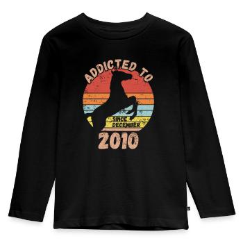 Geburtstag Pferde Reiten Dezember 2010 - Kinder Premium Bio Langarmshirt - Schwarz - Vorne - AI Model Kid Male (0cm)