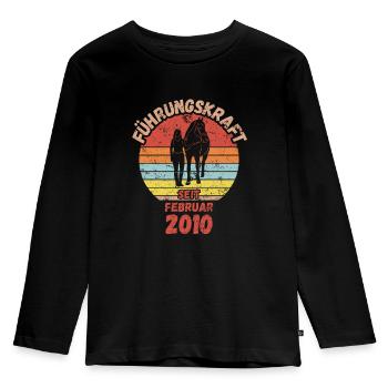 Führungskraft Reiten Geburtstag Februar 2010 - Kinder Premium Bio Langarmshirt - Schwarz - Vorne - AI Model Kid Male (0cm)