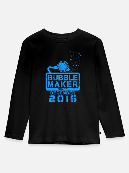 Taucher Geburtstag Bubblemaker seit Dezember 2016 - Kinder Premium Bio Langarmshirt - Schwarz