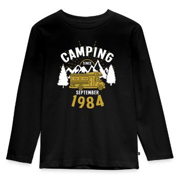 Birthday: Camping since September 1984 Motorhome - Kids' Premium Longsleeve Shirt - black - Front - AI Model Kid Male (0cm)