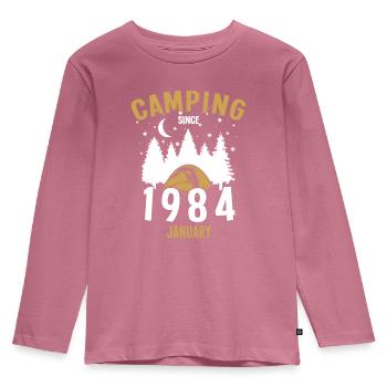 Birthday: Camping since January 1984 Camping - Kids' Premium Longsleeve Shirt - mauve - Front - AI Model Kid Female (0cm)