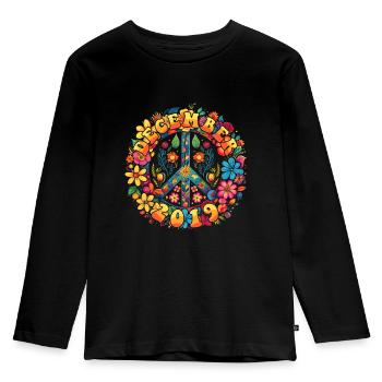 Flower Power Hippie Birthday - Décembre 2019 - T-shirt manches longues Premium Enfant - noir - Devant - AI Model Kid Male (0cm)