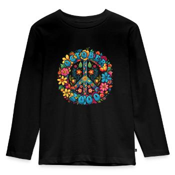 Flower Power Hippie Birthday - October 2000 - Kids' Premium Longsleeve Shirt - black - Front - AI Model Kid Male (0cm)