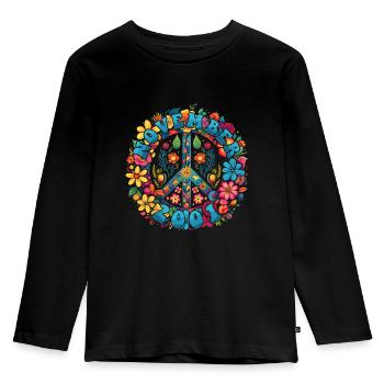 Flower Power Hippie Birthday - November 2001 - Kids' Premium Longsleeve Shirt - black - Front - AI Model Kid Male (0cm)