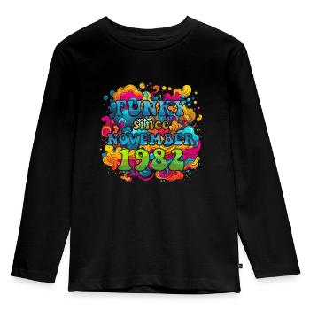 Funky Birthday: November 1982 - Psychadelic - Kids' Premium Longsleeve Shirt - black - Front - AI Model Kid Male (0cm)