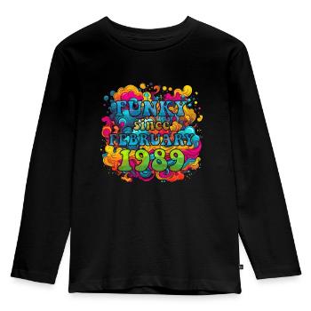 Funky Birthday: Février 1989 - Psychadelic - T-shirt manches longues Premium Enfant - noir - Devant - AI Model Kid Male (0cm)