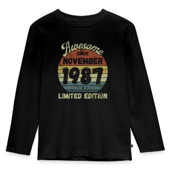 Awesome since November 1987 - Geburtstag - Kinder Premium Bio Langarmshirt - Schwarz - Vorne - AI Model Kid Male (0cm)