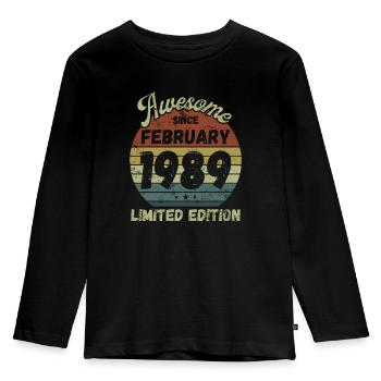 Génial depuis février 1989 - Anniversaire - T-shirt manches longues Premium Enfant - noir - Devant - AI Model Kid Male (0cm)
