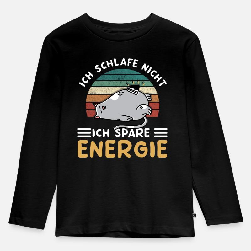 Ich Schlafe Nicht Ich Spare Energie Morgenmuffel - Kinder Premium Bio Langarmshirt - Schwarz