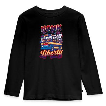 Patriotic Bus Driver Klaxonne si vous aimez la liberté ! - T-shirt manches longues Premium Enfant - noir - Devant - AI Model Kid Male (0cm)