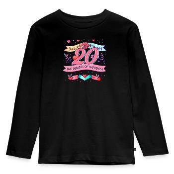 20 ans Anniversaire Deux décennies de bonheur - T-shirt manches longues Premium Enfant - noir - Devant - AI Model Kid Male (0cm)