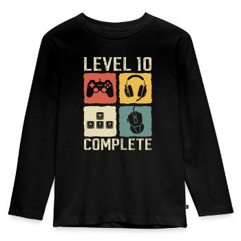 10e anniversaire Niveau 10 Joueur complet 10 ans - T-shirt manches longues Premium Enfant - noir - Devant - AI Model Kid Male (0cm)