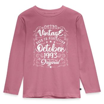 Vintage BORN IN OCTOBER 1993. - Kids' Premium Longsleeve Shirt - mauve - Front - AI Model Kid Female (0cm)