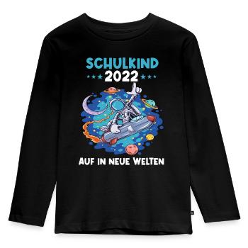 Einschulung Schulkind Erstklässler Schulanfang - Kinder Premium Bio Langarmshirt - Schwarz - Vorne - AI Model Kid Male (0cm)