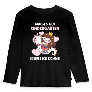 Einschulung Schulkind Erstklässler Schulbeginn - Kinder Premium Bio Langarmshirt - Schwarz - Vorne - AI Model Kid Male (0cm)