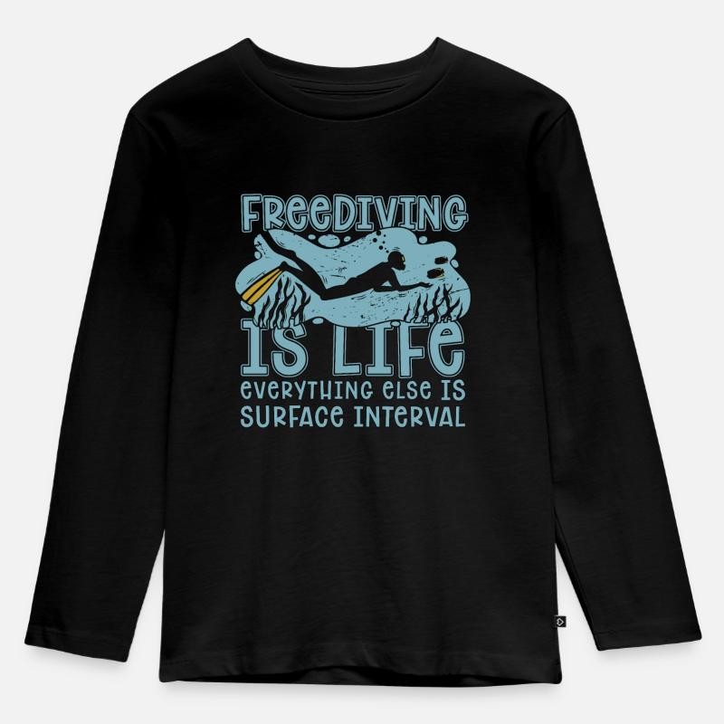 Freitaucher Freitauchen Apnoe Tauchen Geschenk - Kinder Premium Bio Langarmshirt - Schwarz