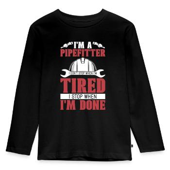 Tuyauteur Je suis tuyauteur Je n’arrête pas contremaître - T-shirt manches longues Premium Enfant - noir - Devant - AI Model Kid Male (0cm)