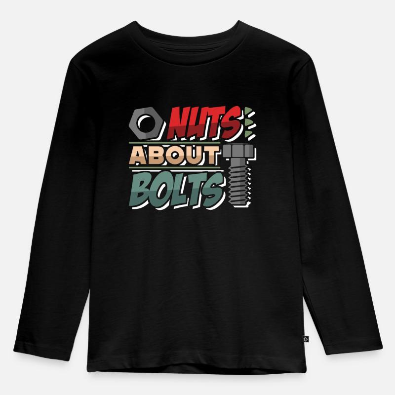 Mechanical Engineering Nuts About Bolts Mechanical - Kinder Premium Bio Langarmshirt - Schwarz