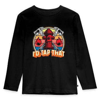 Chief Firefighter I'd Tap That Retro Fire Service - Kids' Premium Longsleeve Shirt - black - Front - AI Model Kid Male (0cm)