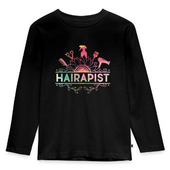 Coiffeur Hairapist Coiffeur Coupe de cheveux Styliste - T-shirt manches longues Premium Enfant - noir - Devant - AI Model Kid Male (0cm)