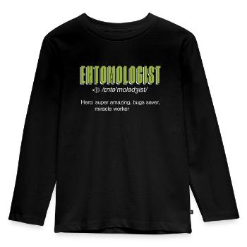 Entomologist Hero Super Amazing Insect Collector - Kinder Premium Bio Langarmshirt - Schwarz - Vorne - AI Model Kid Male (0cm)