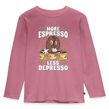 Espresso More Espresso Less Depresso Coffeeshop - Kinder Premium Bio Langarmshirt - Mauve - Vorne - AI Model Kid Female (0cm)