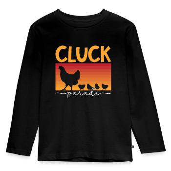 Poultry Farmer Cluck Parade Chicken Coop Farming - Kinder Premium Bio Langarmshirt - Schwarz - Vorne - AI Model Kid Male (0cm)
