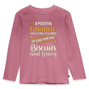 Biscuits Et Sauce Une Attitude Positive Gourmand - T-shirt manches longues Premium Enfant - mauve - Devant - AI Model Kid Female (0cm)