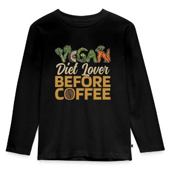 Amateur de régime végétalien avant le végétarisme Amateur de café - T-shirt manches longues Premium Enfant - noir - Devant - AI Model Kid Male (0cm)