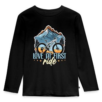 Le cycliste Love At First Ride aime le VTT - T-shirt manches longues Premium Enfant - noir - Devant - AI Model Kid Male (0cm)