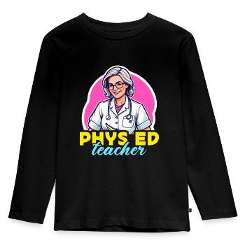 Health Educator Phys Ed Teacher Public Health - Kinder Premium Bio Langarmshirt - Schwarz - Vorne - AI Model Kid Male (0cm)