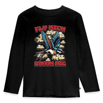 Passionné d’oiseaux Fly High Dream Grand Ornithologue - T-shirt manches longues Premium Enfant - noir - Devant - AI Model Kid Male (0cm)